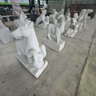汕尾芝麻白雕刻 十二生肖 异形雕刻