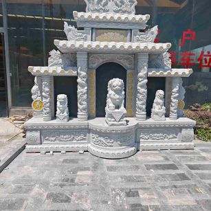 汕尾芝麻白中国黑石材套墓 花岗岩墓碑